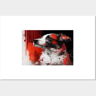 Abstract Splash Painting Of A Dog In Black And Red Colours Posters and Art